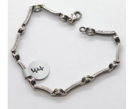 Silver fancy stone set bracelet, L: 18.5 cm. P&amp;P Group 1 (£14+VAT for the first lot and £1+VAT for subsequent lots) 