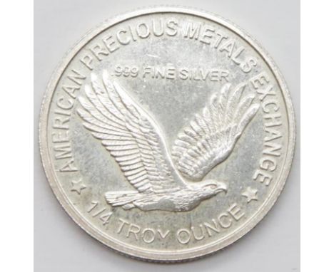 American Precious Metals Exchange 1/4 ounce 999 silver Liberty coin. P&amp;P Group 1 (£14+VAT for the first lot and £1+VAT fo