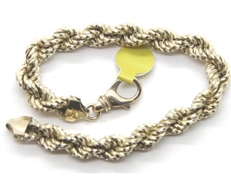 Italian gold plated silver rope bracelet, L: 20 cm. P&amp;P Group 1 (£14+VAT for the first lot and £1+VAT for subsequent lots