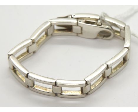 Silver solid square link bracelet, approximately 43g total weight. P&amp;P Group 1 (£14+VAT for the first lot and £1+VAT for 
