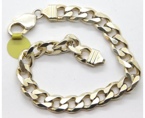 Heavy gold plated silver curb link bracelet, L: 21 cm. P&amp;P Group 1 (£14+VAT for the first lot and £1+VAT for subsequent l