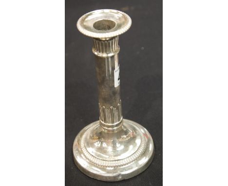 Georgian hallmarked silver columnular candlestick, weighted, H: 19.5 cm, Sheffield assay 1817. P&amp;P Group 2 (£18+VAT for t