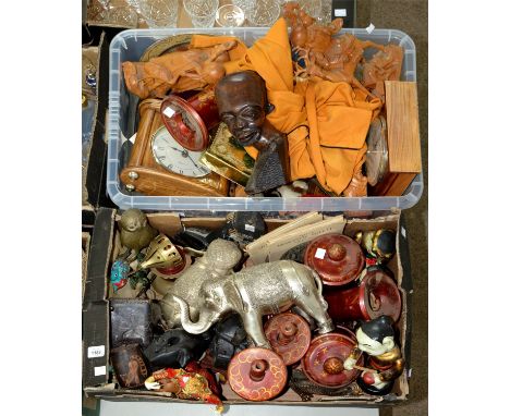 Miscellaneous South East Asian and other bygones and works of art, including a pair of white metal ceremonial elephants, a Th
