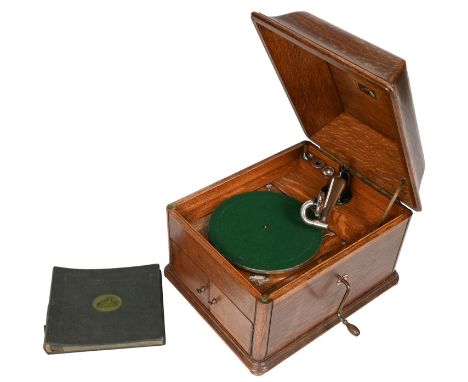 An "His Master's Voice" gramophone, Model No.9, The Gramophone Company, London, plated tonearm and maker's No.4 soundbox, in 
