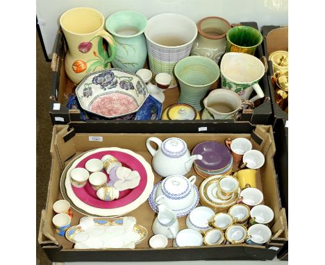 Miscellaneous ceramics, including Maling octagonal bowl, Bavarian gilt painted coffee service, Denby and other vases, etc 
