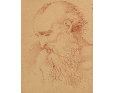 Old Master School, 18th century - Saint Jerome, red chalk drawing on laid/chain-lined paper, watermark (D &amp; C Blauw, c. 1