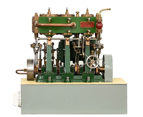 A well-engineered live steam model triple expansion marine engine, built to the O. B. Bolton design probably from Reeves of B