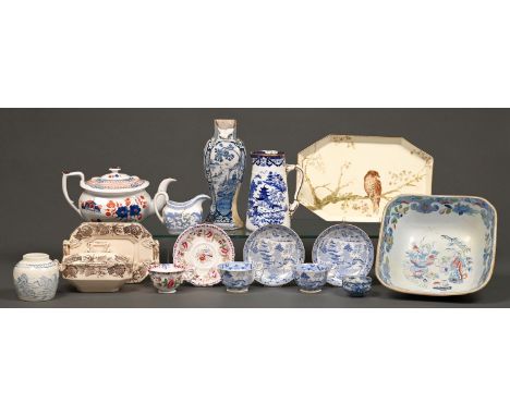 Miscellaneous English porcelain and earthenware tea and dinner ware, early 19th c and later, to include a Wedgwood porcelain 