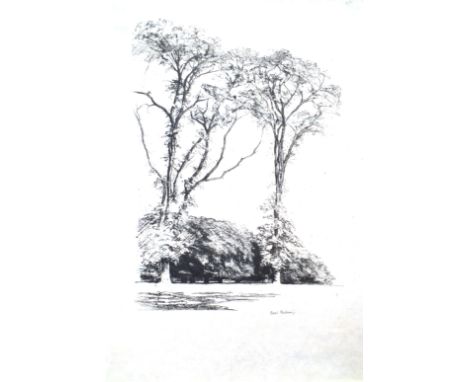 Ethel Gabain (1883-1950), "The Balustrade" and "Lady Trees Wye 1921", two black and white lithographs, both signed in pencil 