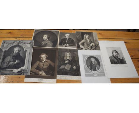 Folder of eight 19th century mezzotints, portrait studies, assorted sizes, all unframed (8)   