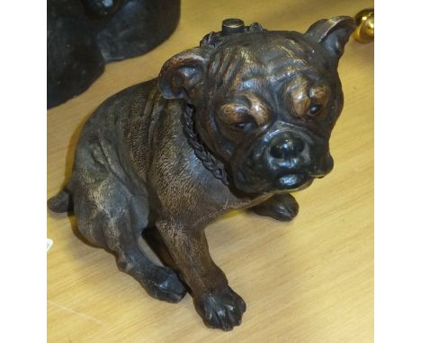 An Austrian cold painted spelter figure of a bulldog/pug as a table lighter, stamped "Austria" to base