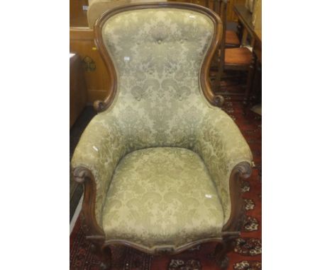 A Victorian rosewood framed button back salon chair