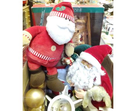 A quantity of various modern Christmas decorations including a boxed Konst Smide snow covered town scene model with railway a