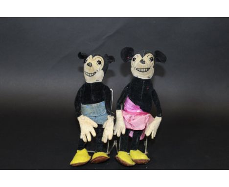 A rare 1930's A1 Toys Deans Rag Book Co Ltd. Mickey Mouse and Minnie Mouse, both bearing Registration No. 750611