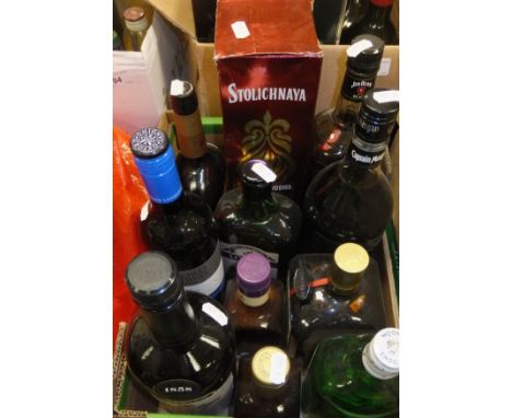 A mixed lot of various wines and spirits x 11, including Canadian Club, Jim Beam Black, Captain Morgan, etc.