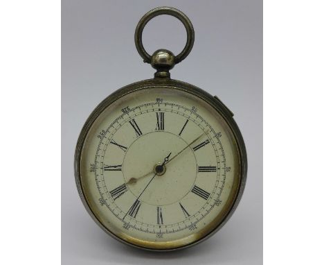A silver centre-seconds chronograph pocket watch, Birmingham 1894