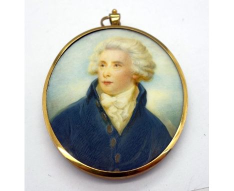A hand-painted portrait miniature, width 55mm