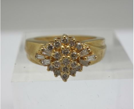 A 10ct gold and diamond cluster ring, weight 4.1g, size N