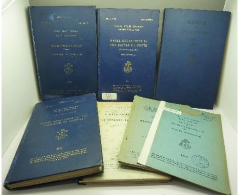Three volumes, Naval Staff History, Second World War books; The Battle of Crete, Campaign in Norway and Mediterranean, also M