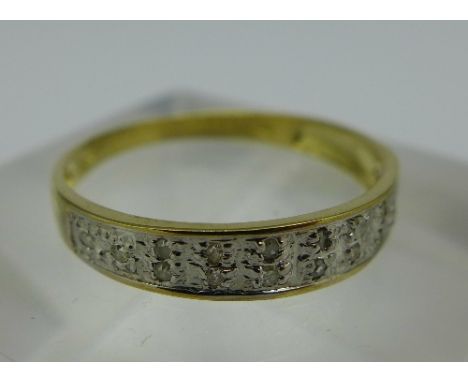 A 9ct gold and diamond ring, weight 1g, size O