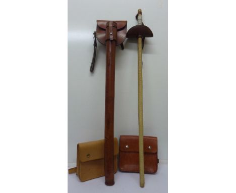 A 1920's B.H.G. baton with leather scabbard and two leather saddlebags