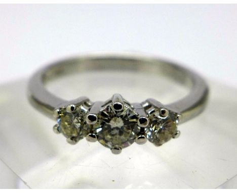 A 9ct white gold, diamond trilogy ring, 0.5 carat total diamond weight, total weight 3g, size N