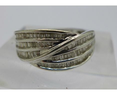 A 9ct white gold and diamond ring, weight 3.2g, size N