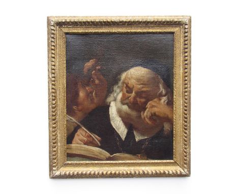 Giulia Lama 1681 - 1753 (attrib.).
Self portrait in profile holding a monocular with bearded old man.
Oil on canvas.
37 x 43c