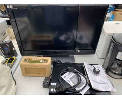 A TOSHIBA 36 INCH LCD TELEVION AND A TOSHIBA DVD PLAYER TO INCLUDE INSTRUCTIONS AND REMOTE CONTROLS BELIEVED TO BE IN WORKING