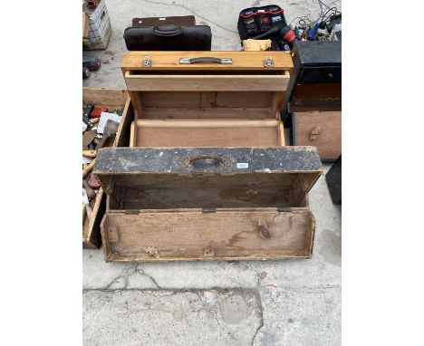TWO VINTAGE WOODEN JOINERS CHESTS 