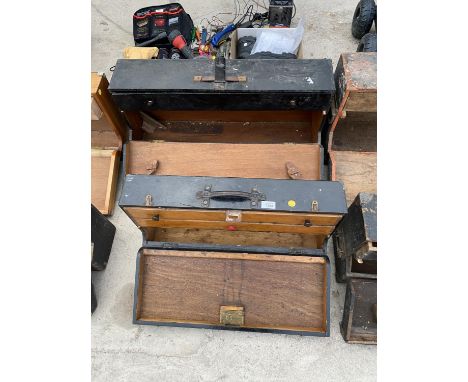 TWO VINTAGE WOODEN JOINERS CHESTS 