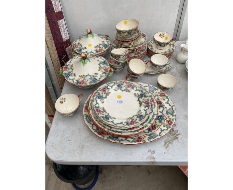 A ROYAL CAULDON DINNER SERVICE TO INCLUDE PLATES, CASSEROLE DISHES, CUPS &amp; SAUCERS ETC. 