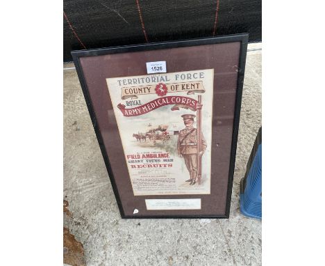 A FRAMED ARMY MEDICAL CORPS RECRUITMENT POSTER 