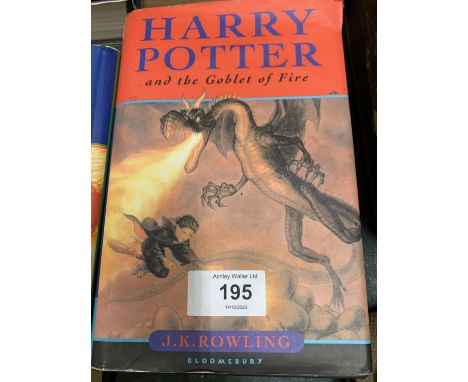 A FIRST EDITION COPY OF J K ROWLING'S 'HARRY POTTER AND THE GOBLET OF FIRE' 