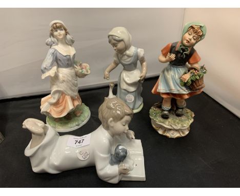 FOUR VARIOUS FIGURES TO INCLUDE NAO, ROYAL WORCESTER, ETC 