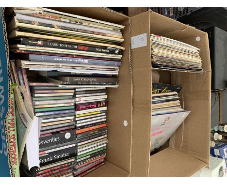 A LARGE QUANTITY OF ALBUMS FROM THE 1970S AND 1980S TO ALSO INCLUDE VARIOUS COMPACT DISCS, MUSIC BOOKS AND SEVERAL VINTAGE 78