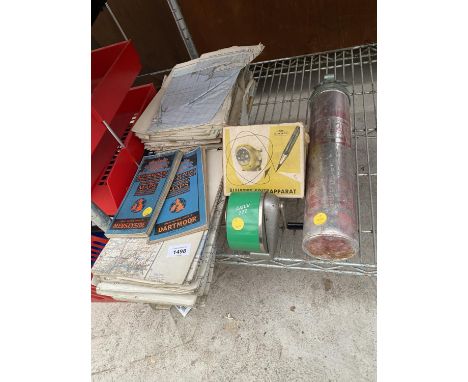 A LARGE QUANTITY OF ORDNANCE SURVEY MAPS AND A VINTAGE DAHLE 222 PENCIL SHARPENER 