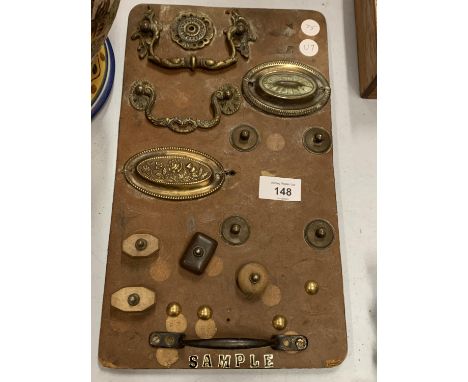 VINTAGE BRASS IRONMONGERY SAMPLE BOARD 