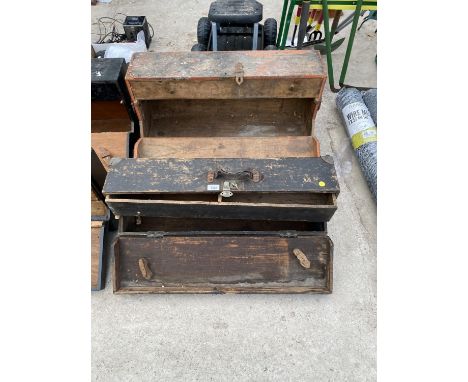 TWO VINTAGE WOODEN JOINERS CHESTS 