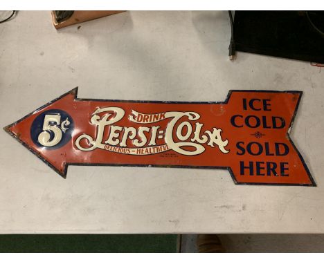 AN ENAMEL ARROW PEPSI COLA ADVERTSING SIGN 