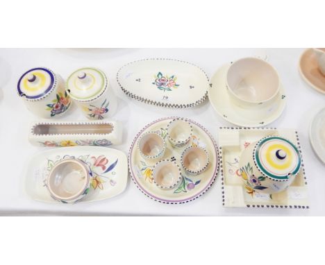 Quantity of Poole pottery to include eggcups, dishes, etc. 
