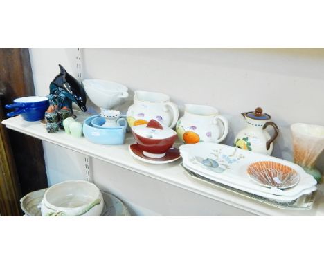 Poole pottery model dolphin, a Phoenixware part coffee set, Wade whimsies, Carltonware, Sylvac and other 20th century ceramic
