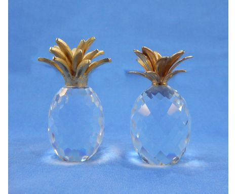 Two Swarovski pineapples, 6.4cm high 