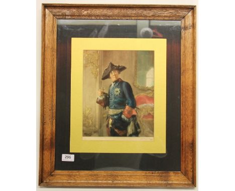 An oak framed pencil signed lithograph of Frederick the Great by Arthur Hogg 49 x 57cm