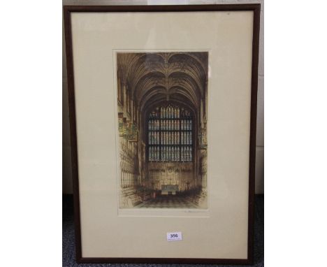 A pencil signed lithograph of St George's Chapel Windsor 46 x 65 cm