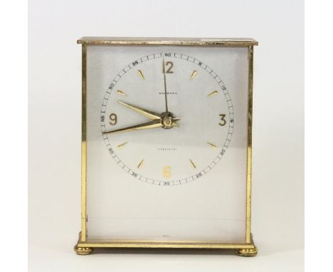 A vintage Garrard brushed gilt brass quartz mantle clock. H. 16cm