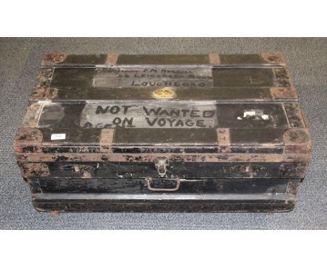 A zinc lined air and water tight pine cabin trunk 81 x 45 x 35cm