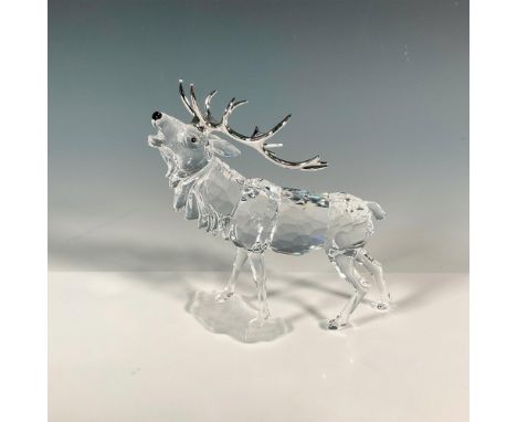 Heart warming lead crystal figure that was part of the Rare encounters collection. The large stag has silver-tone metal antle