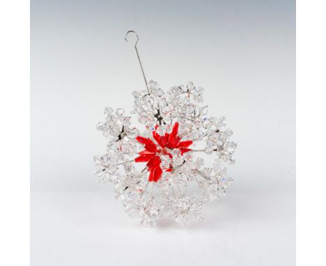 Features a Siam red crystal center with clear flower surround suspended from a silver hanger. Item #902031. This item has its