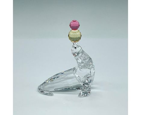 Part of the Cheerful Times theme group. Lead clear crystal seal playfully juggling two crystal balls on its nose. Swarovski e